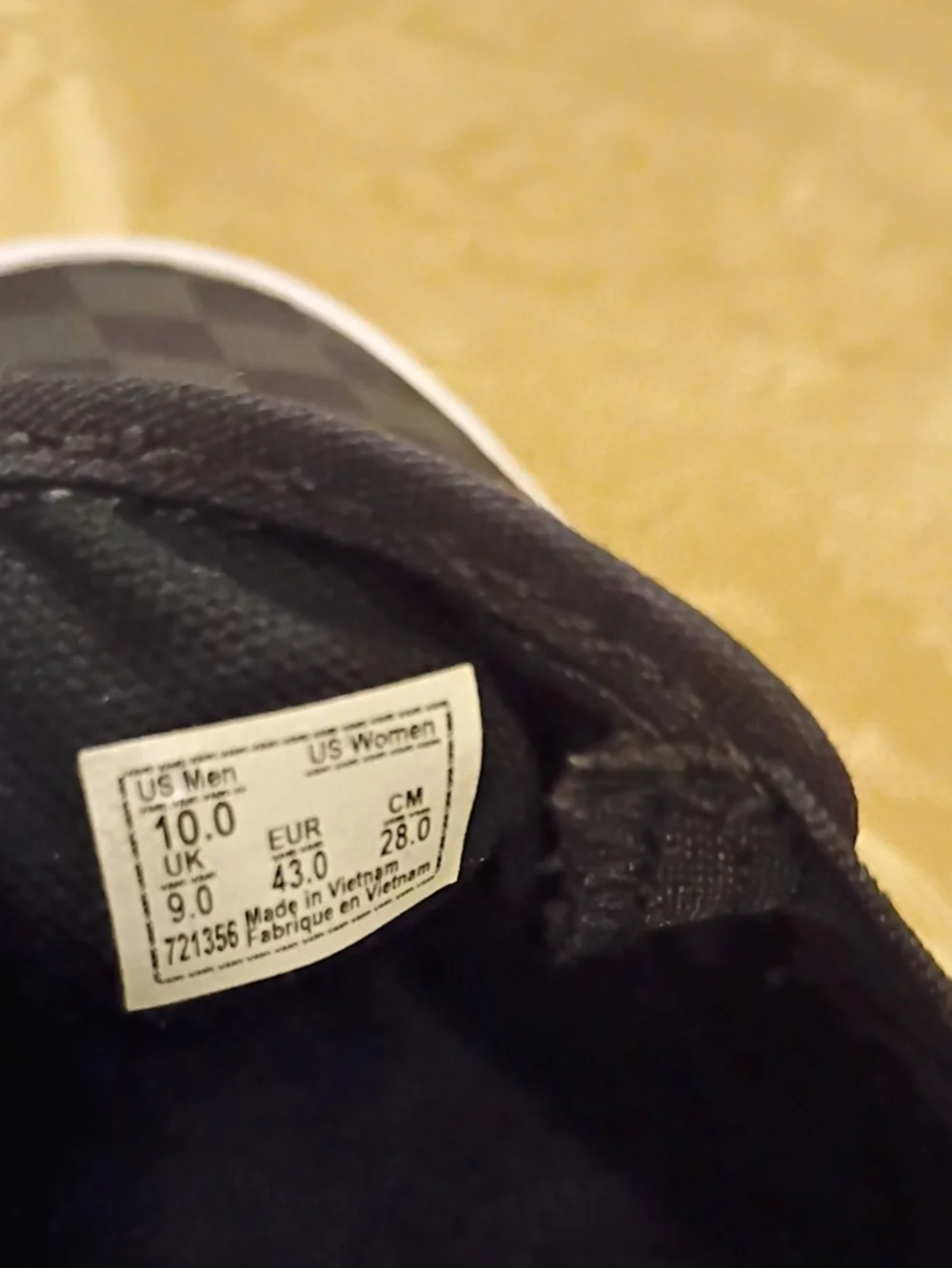 Vans Black & Black Checkerboard Slip-On Sneakers Men's 10.0 Women's 11.5